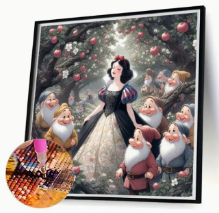 Preview: Diamond Painting Schneewittchen und die 7 Zwergen